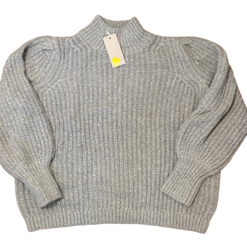 Boden Ribbed Fluffy High Neck Sweater Jumper Grey Mélange Size 6